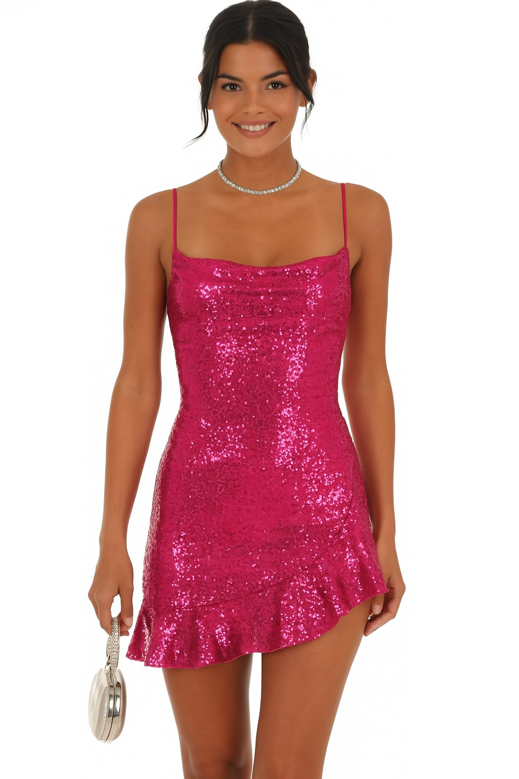 Petal Spark Sequin Dress in Pink