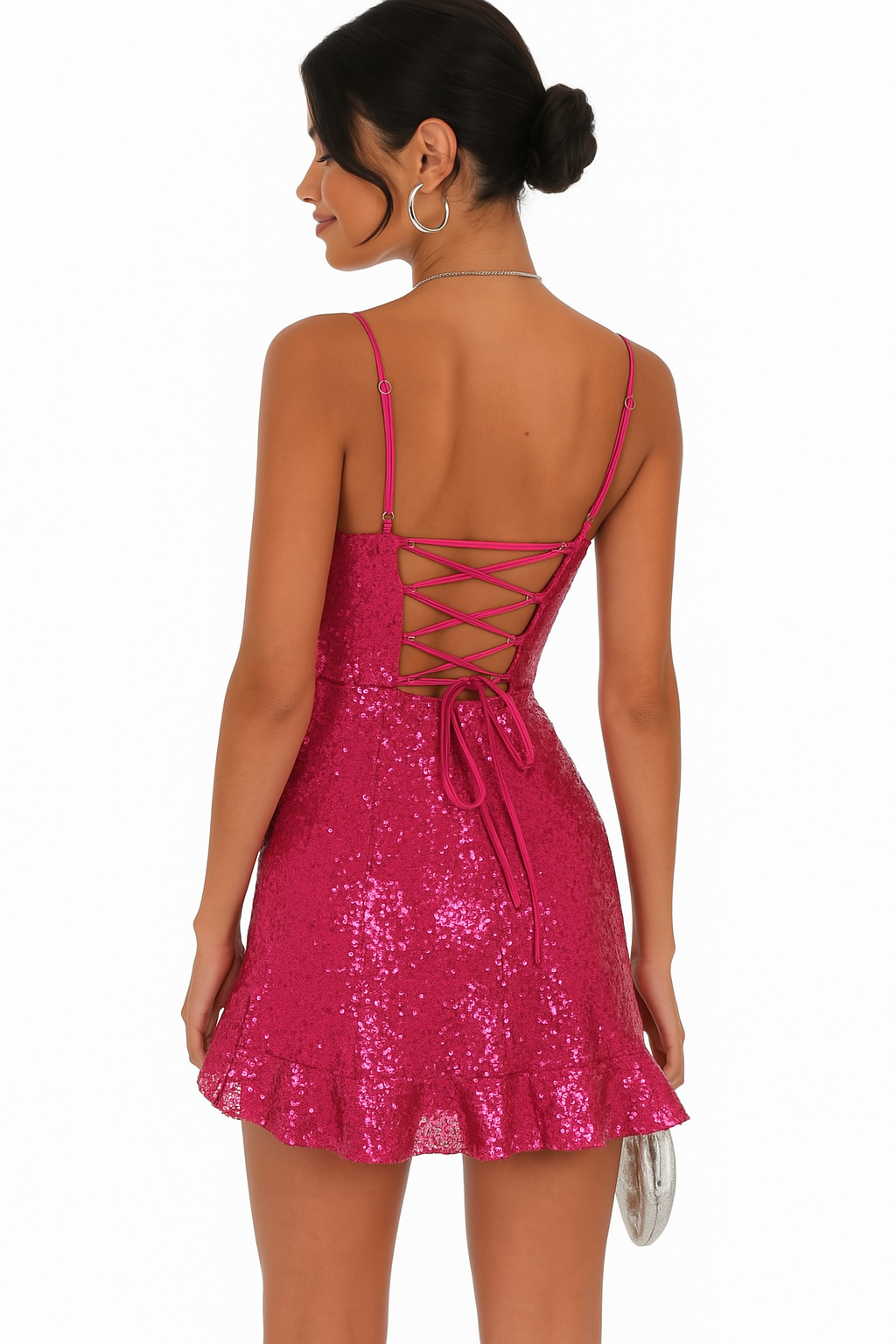 Petal Spark Sequin Dress in Pink